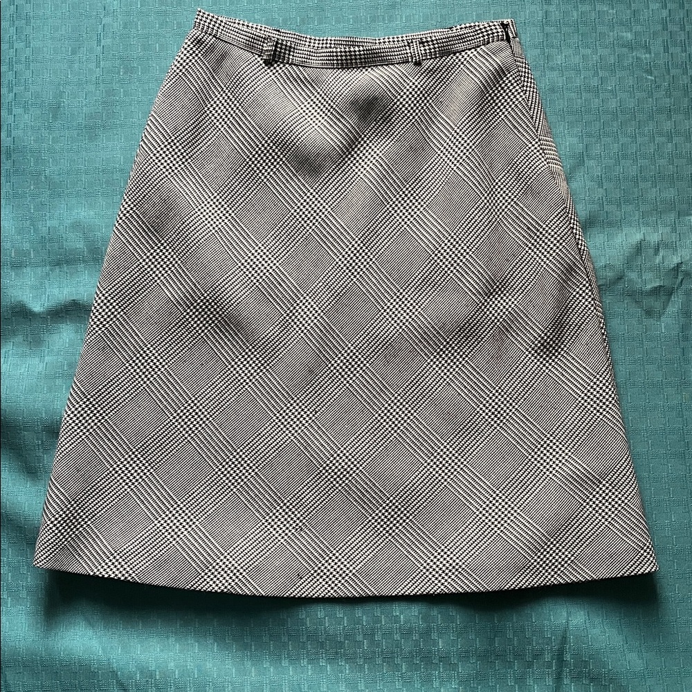 Petite Sophisticate Black and White Plaid A-Line Skirt